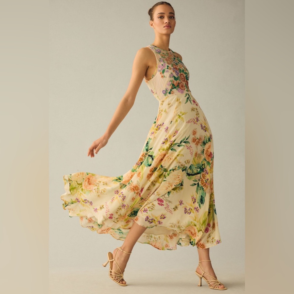 Anthropologie Floral A-Line Maxi Dress - Picture 4 of 9